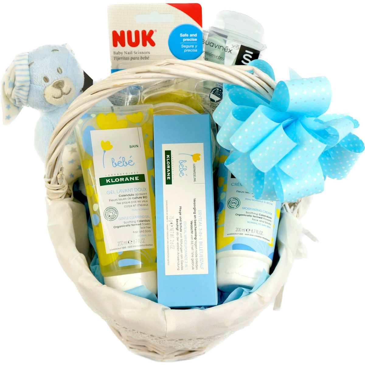 Canastilla de bebé con productos Klorane para un Baño a la Caléndula