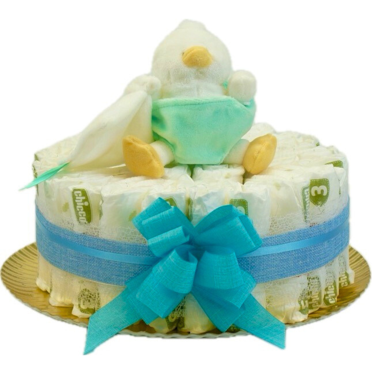 Tarta de pañales de 1 piso personalizada con varios colores para escoger
