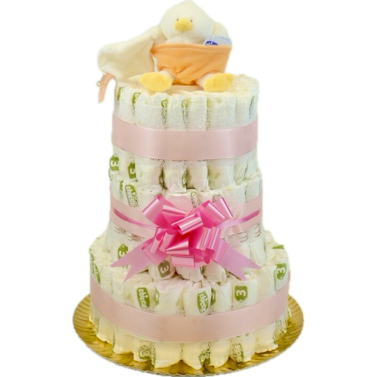 Tarta de pañales ecológicos  de 3 pisos para regalo de bebé para babyshower